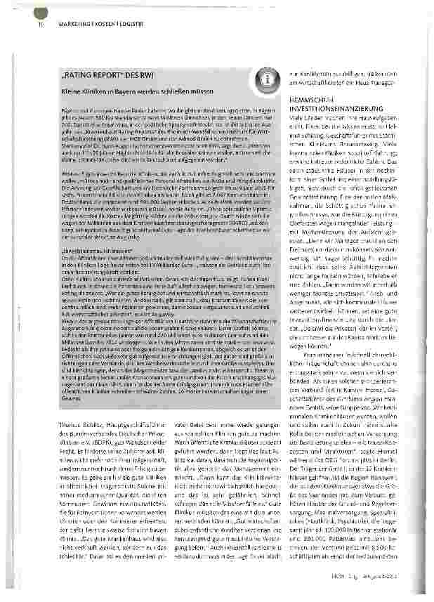Vorschauseite 3: Kommunale Kliniken als güldene Ertragsbringer