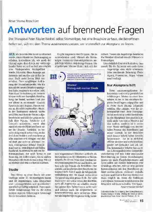 Vorschauseite 1: Neue Stoma-BroschüreAntworten auf brennende Fragen