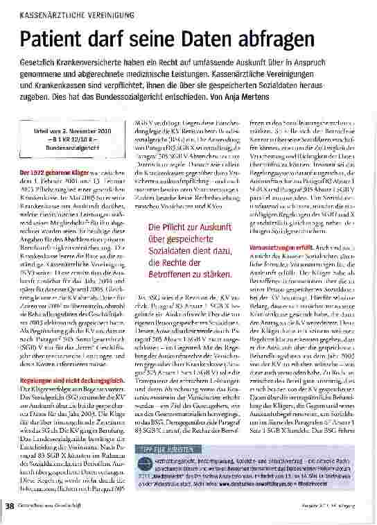 Vorschauseite 1: Patient darf seine Daten abfragen
