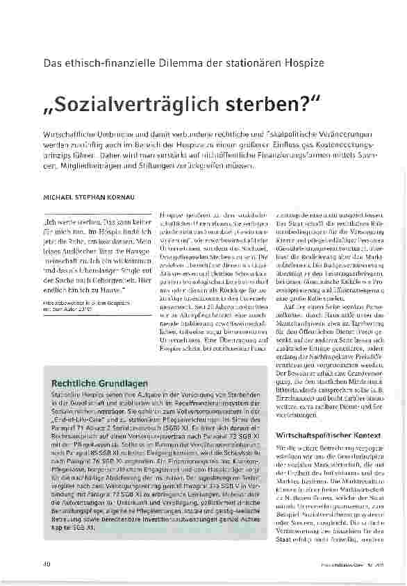 Vorschauseite 1: „Sozialverträglich sterben?