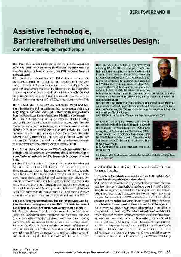 Vorschauseite 1: Assistive Technologie, Barrierefreiheit und universelles Design: Zur Positionierung der Ergotherapie
