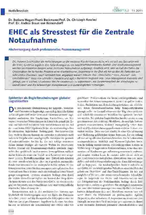 Vorschauseite 1: EHEC als Stresstest Notaufnahme die Zentrale