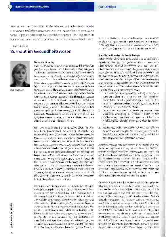 Vorschauseite 1: Burnout im Gesundheitswesen