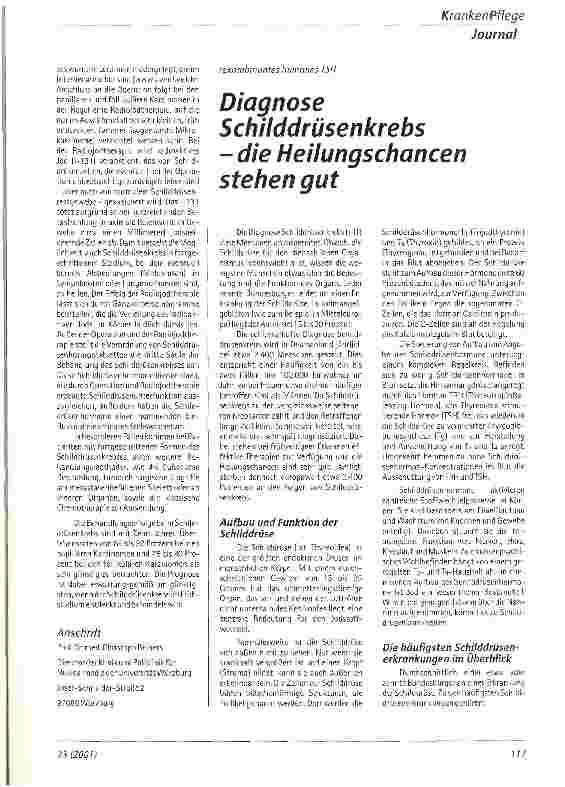 Vorschauseite 1: Diagnose Schilddrüsenkrebs - die Heilungschancen stehen gut rekombinantes humanes TSH