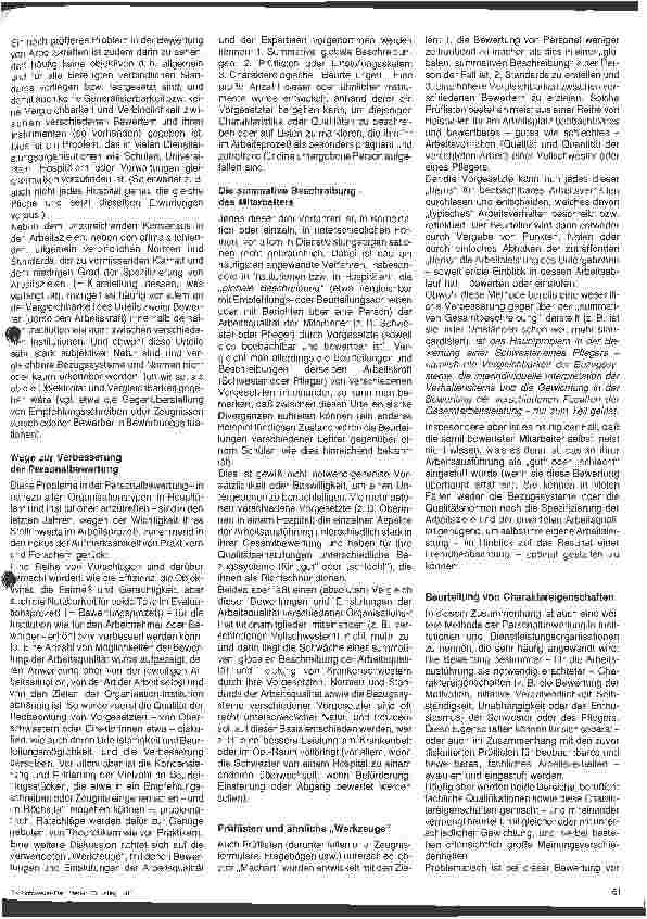 Vorschauseite 2: Zur Bewertung der Arbeitsleistung und Güte von Personal in Krankenhaus - Organisationen Teil I