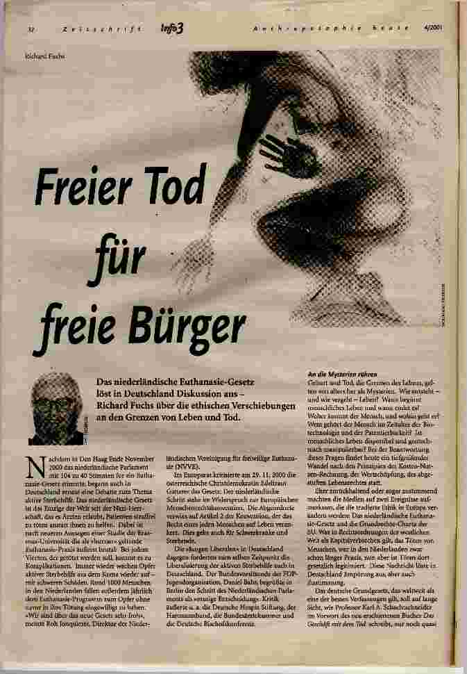 Vorschauseite 1: Freier Tod für freie Bürger Über die ethischen Verschiebungen an den Grenzen von Leben und Tod
