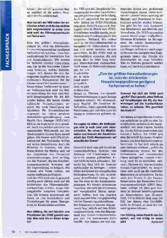 Vorschauseite 3: Ohne wirtschaftlichen Erfolg können wir unseren Versorgungsauftrag nicht erfüllenForderungen des Verbands der Krankenhausdirektoren Deutschlands an die Politik