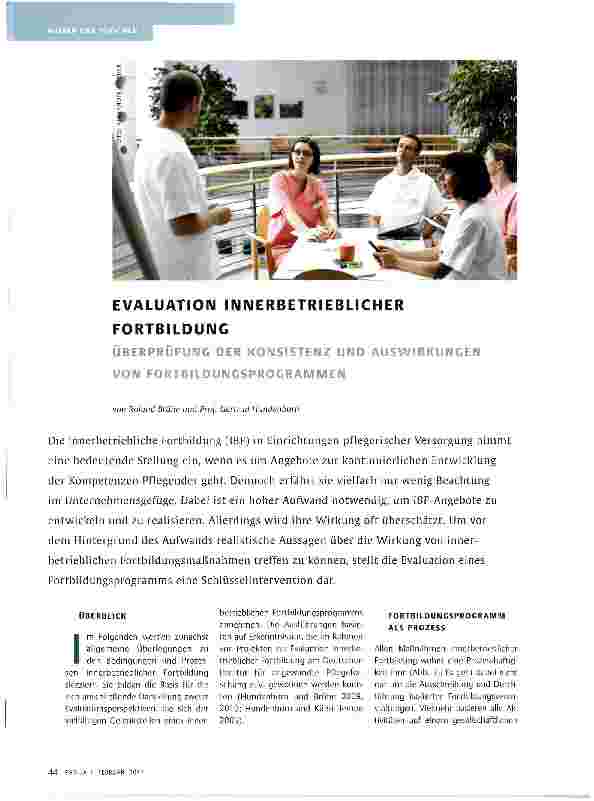 Vorschauseite 1: EVALUATION INNERBETRIEBLICHER FORTBILDUNGÜBERPRÜFUNG DER KONSISTENZ UND AUSWIRKUNGEN