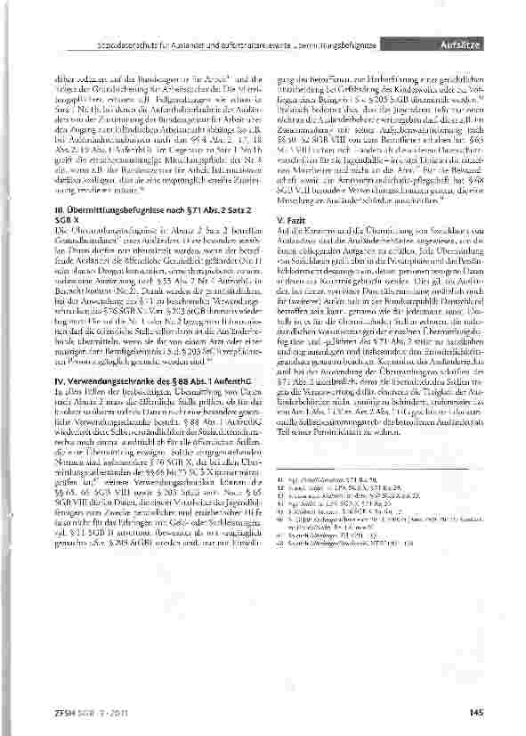Vorschauseite 6: SoziaLdatenschutz für Ausländer und aufenthaltsrelevante Übermittlungsbefugnisse nach §71 Abs.2 SGB X