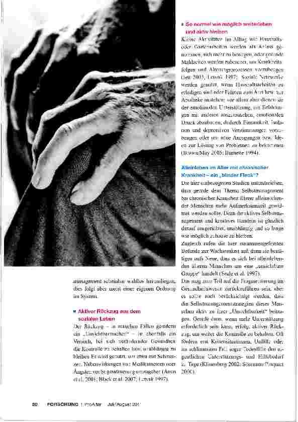 Vorschauseite 4: Chronisch krank, alt und allein Erkenntnisse zum Selbstmanagement aus der Literatur