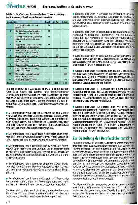 Vorschauseite 3: Ein neuer kaufmännischer Ausbildungsberuf für das Gesundheitswesen