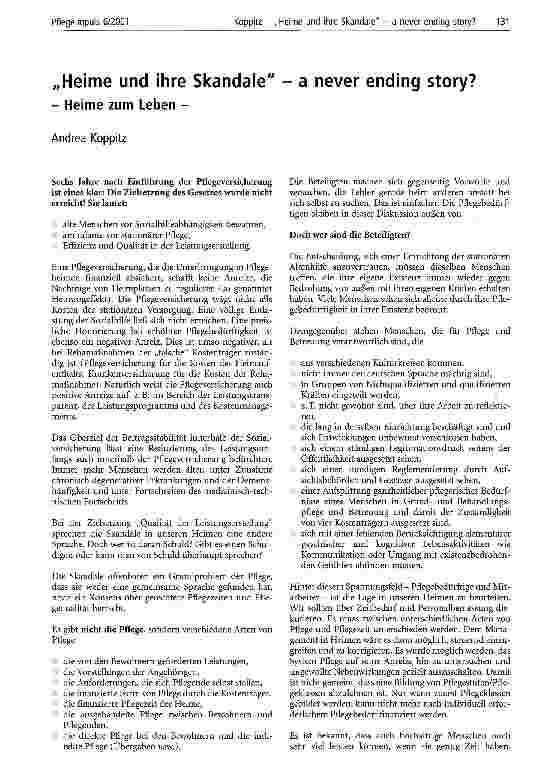 Vorschauseite 1: Heime und ihre Skandale - a never ending story? Heime zum Leben