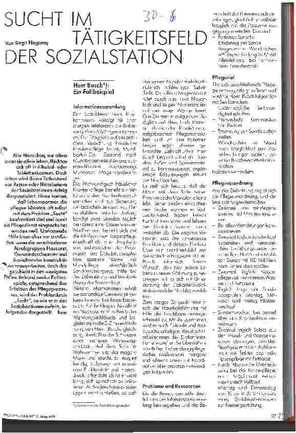Vorschauseite 1: Sucht im Tätigkeitsfeld der Sozialstation