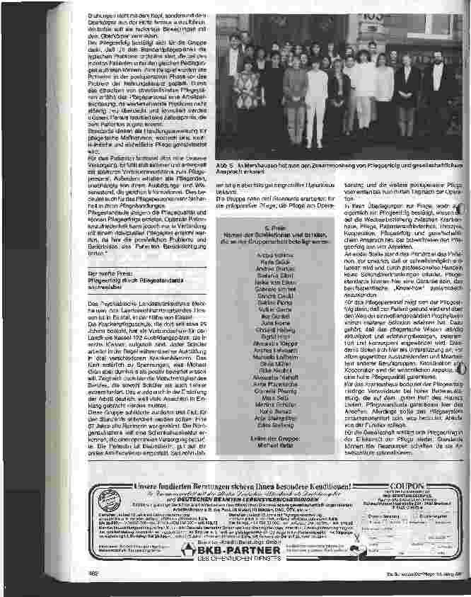 Vorschauseite 4: Braun-Preis 1990 für Krankenpflegeschulen verliehen Pflegen nach Pflegestandards macht Freude