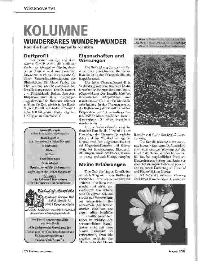 Vorschauseite 1: KOLUMNEWUNDERBARES WUNDEN-WUNDERKamille blau - Chamomilla recutita