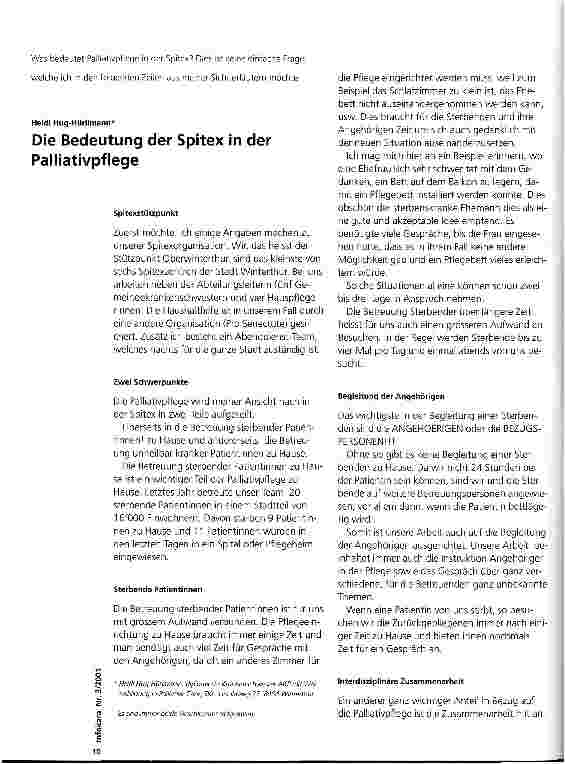 Vorschauseite 1: Die Bedeutung der Spitex in der Palliativpflege