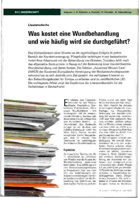 Vorschauseite 1: Was kostet eine Wundbehandlung und wie häufig wird sie durchgeführt?