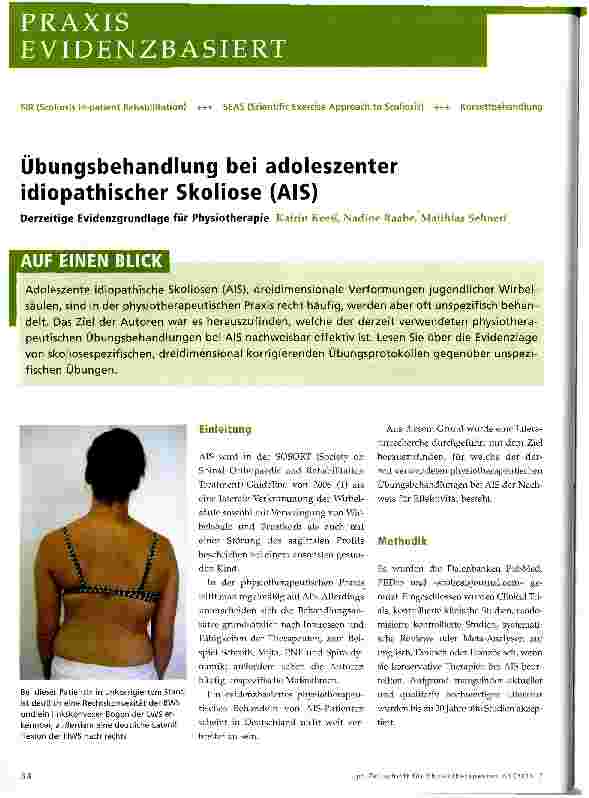 Vorschauseite 1: Übungsbehandlung bei adoleszenter idiopathischer Skoliose (AIS)