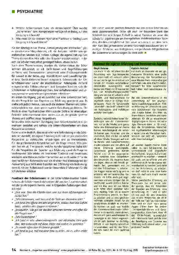 Vorschauseite 3: Experten aus Erfahrung in der psychiatrischen Ausbildung von Ergotherapeutlnnen