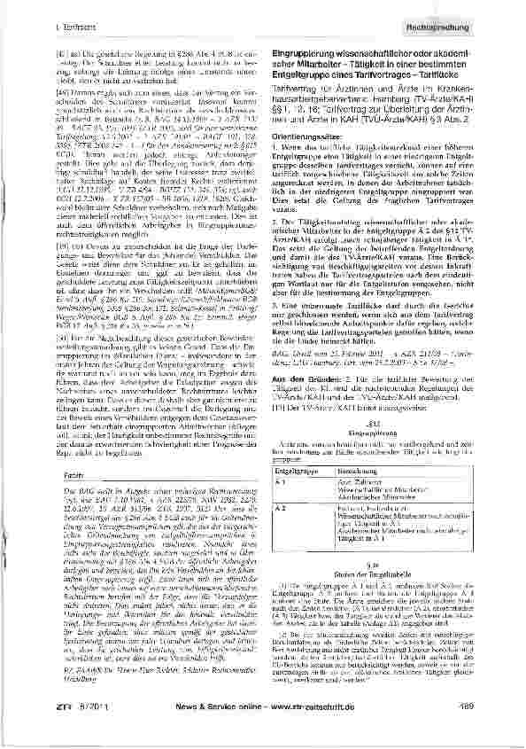 Vorschauseite 2: Eingruppierung eine Oberarztes; Verzugszinsen in Eingruppierungssachen