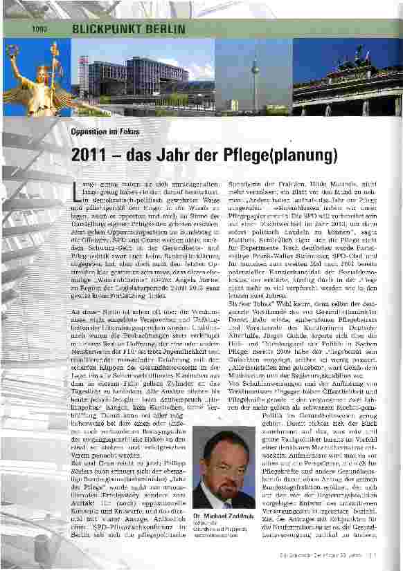 Vorschauseite 1: 2011 - das Jahr der Pflege(planung