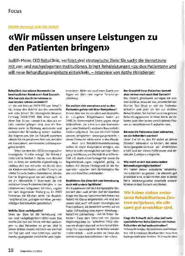 Vorschauseite 1: Wir müssen unsere Leistungen zu den Patienten bringen