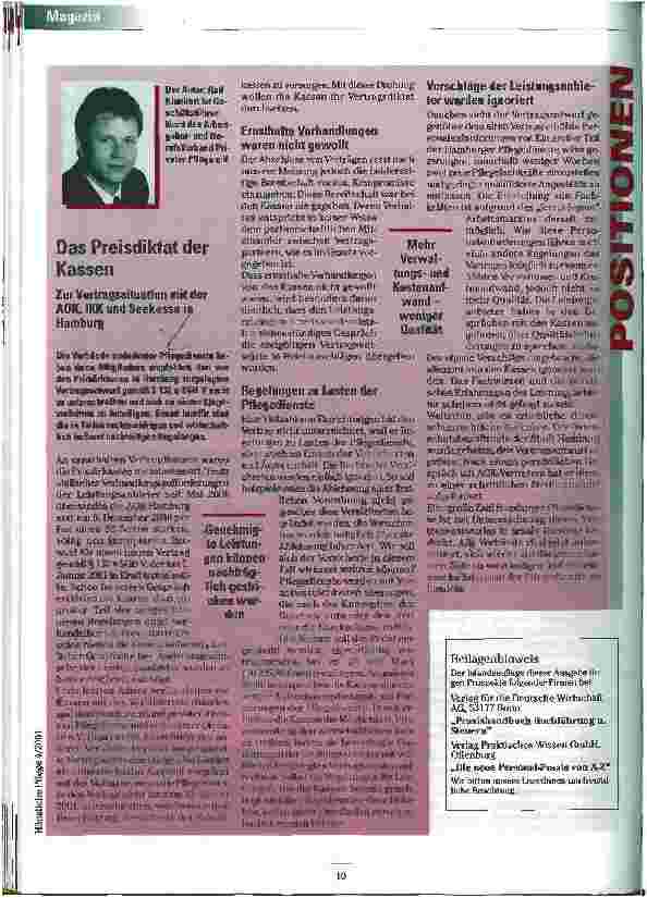 Vorschauseite 1: Das Preisdiktat der Kassen