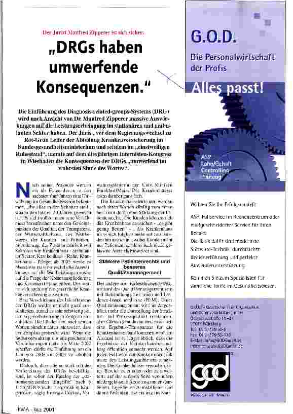 Vorschauseite 1: DRGs haben umwerfende Konsequenzen.