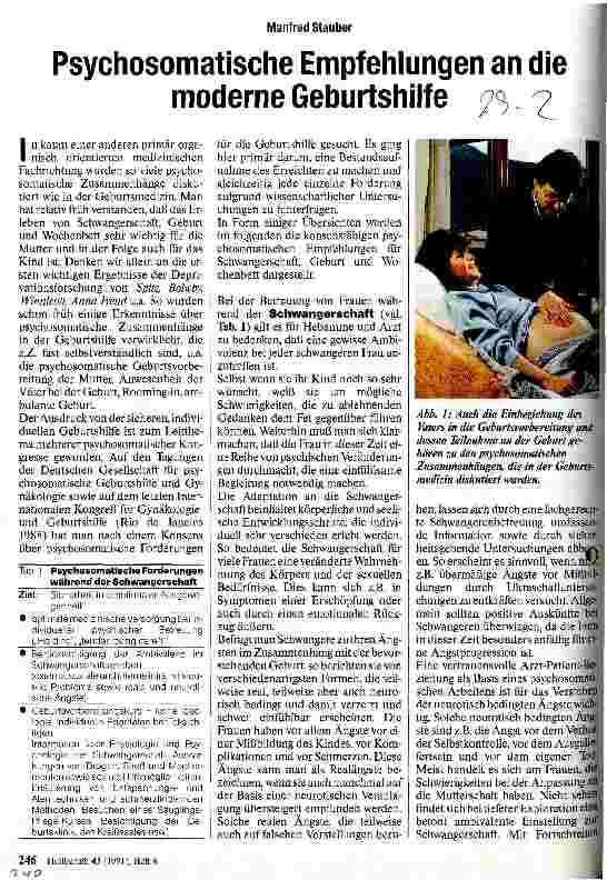 Vorschauseite 1: Psychosomatische Empfehlungen an die moderne Geburtshilfe