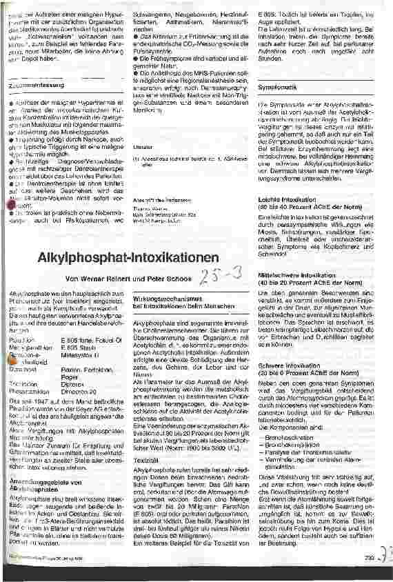 Vorschauseite 1: Alkylphosphat-Intoxikationen