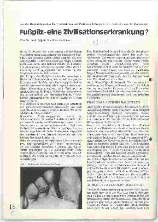 Vorschauseite 1: Fußpilzeine Zivilisationserkrankung?