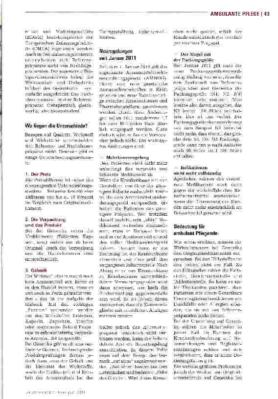 Vorschauseite 2: ArzneimittelmanagementGenerika: Was müssen Pflegedienste beachten?
