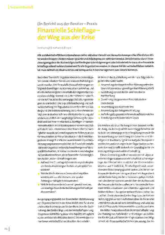 Vorschauseite 1: Ein Bericht aus der Berater- Praxis Finanzielle Schieflage -der Weg aus der Krise