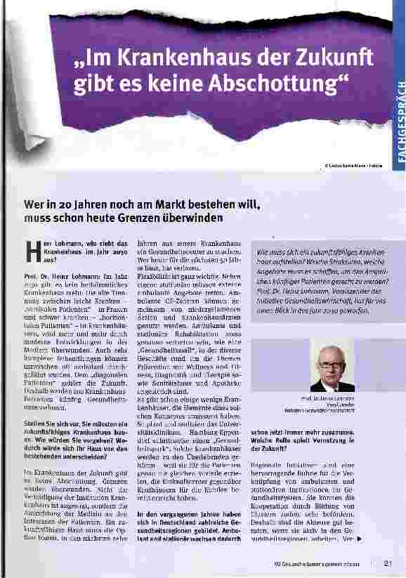 Vorschauseite 1: Im Krankenhaus der Zukunft gibt es keine Abschottung