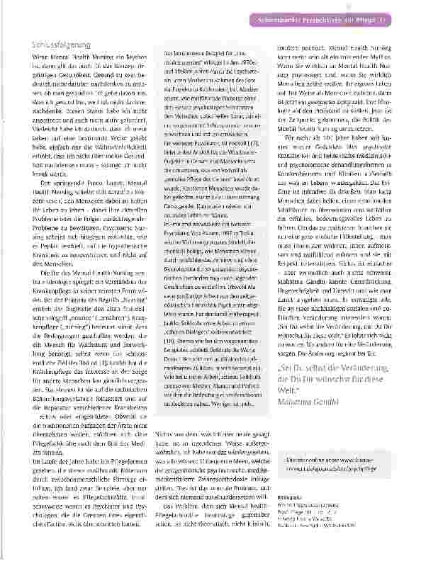 Vorschauseite 6: REFERAT VON DER NORDIC CONFERENCE ON MENTAL HEALTH NURSING IN HELSINKI IM SEPTEMBER 2010Mental Health Nursing -ein Mythos