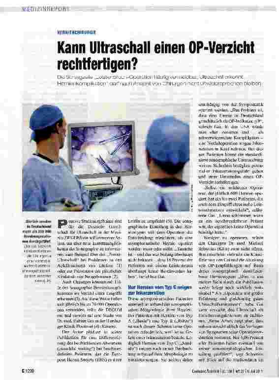 Vorschauseite 1: Kann Ultraschall einen OP-Verzicht rechtfertigen?