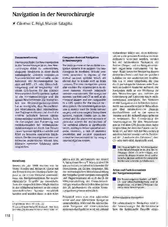 Vorschauseite 1: Navigation in der Neurochirurgie