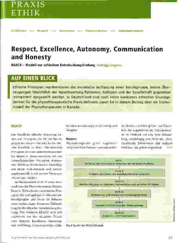 Vorschauseite 1: Respect, Excellence, Autonomy, Communication and Honesty