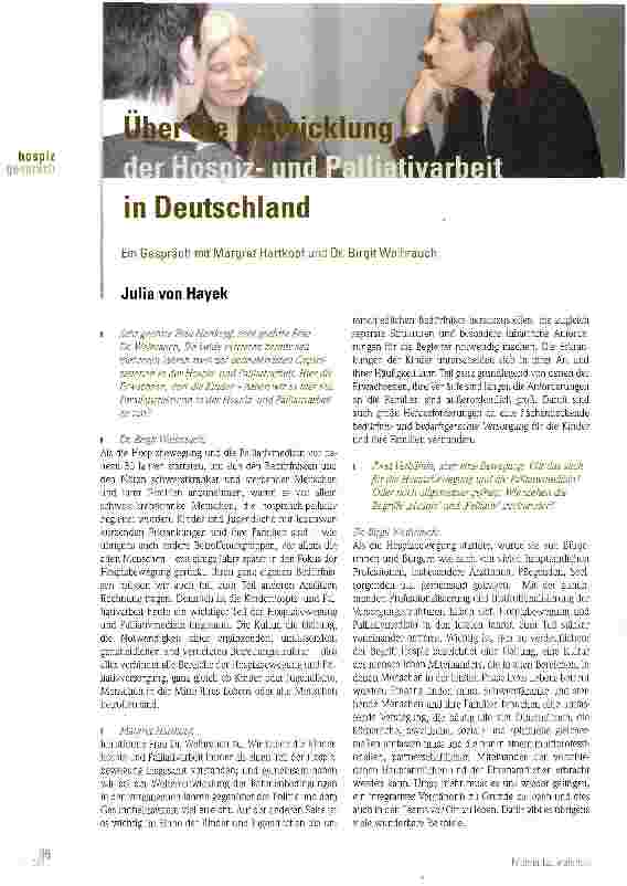 Vorschauseite 1: Über die Entwicklung der Hospizuns Palliativarbeit