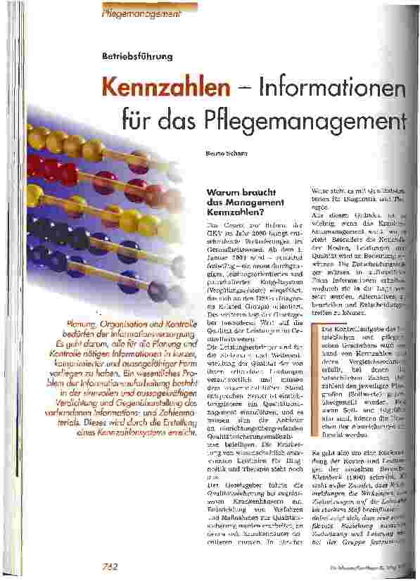 Vorschauseite 1: Kennzahlen - Informationen für das Pflegemanagement