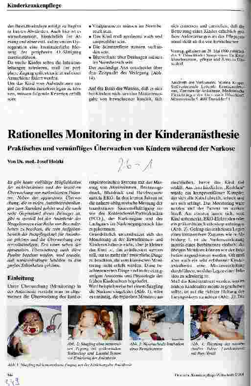 Vorschauseite 1: Rationelles Monitoring in der Kinderanästhesie Praktisches und vernünftiges Überwachen von Kindern während Narkose