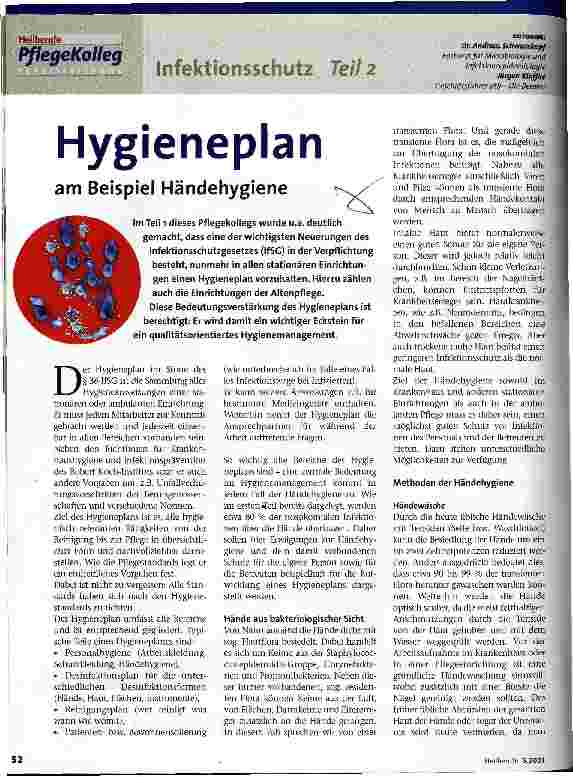Vorschauseite 1: Hygieneplan am Beispiel Händehygiene Infektionsschutz Teil 2