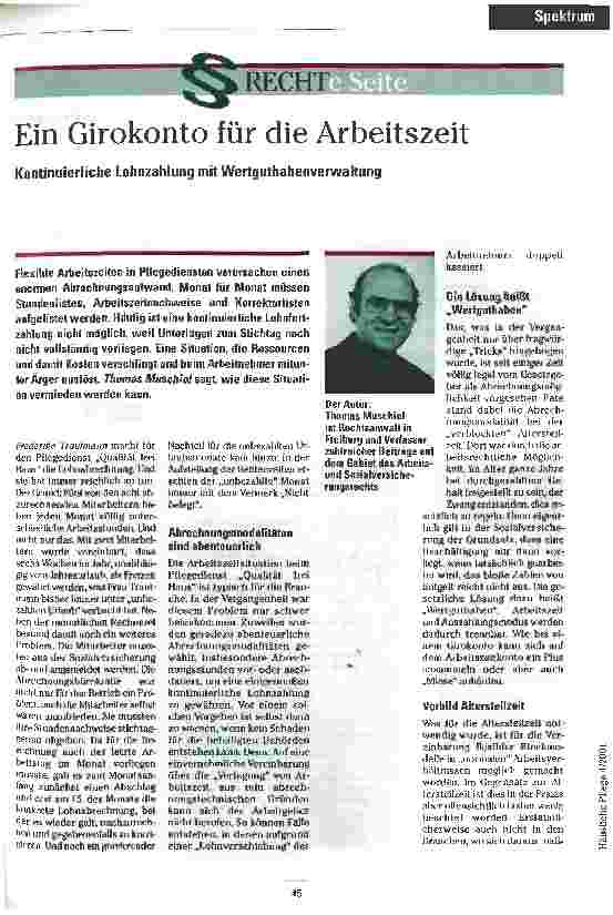 Vorschauseite 1: Ein Girokonto für die Arbeitszeit