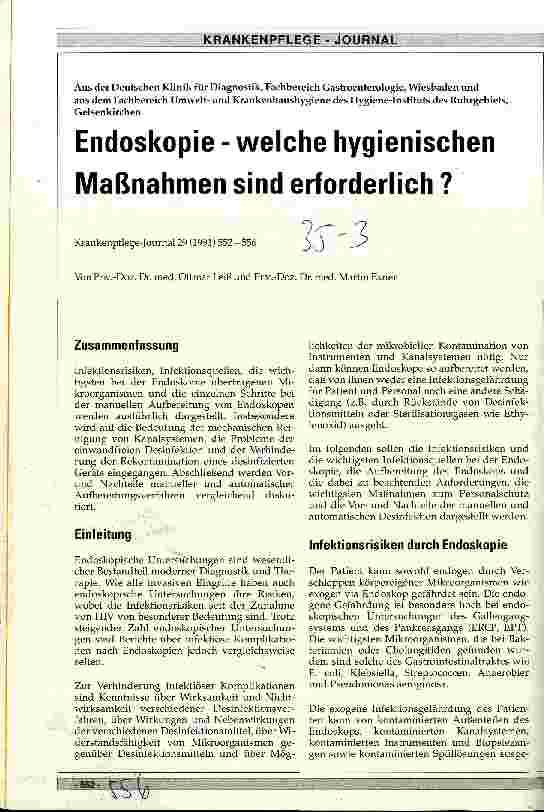 Vorschauseite 1: Endoskopie - welche hygienischen Maßnahmen sind erforderlich?