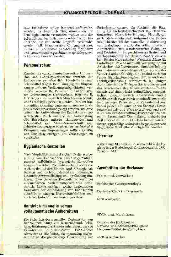 Vorschauseite 4: Endoskopie - welche hygienischen Maßnahmen sind erforderlich?