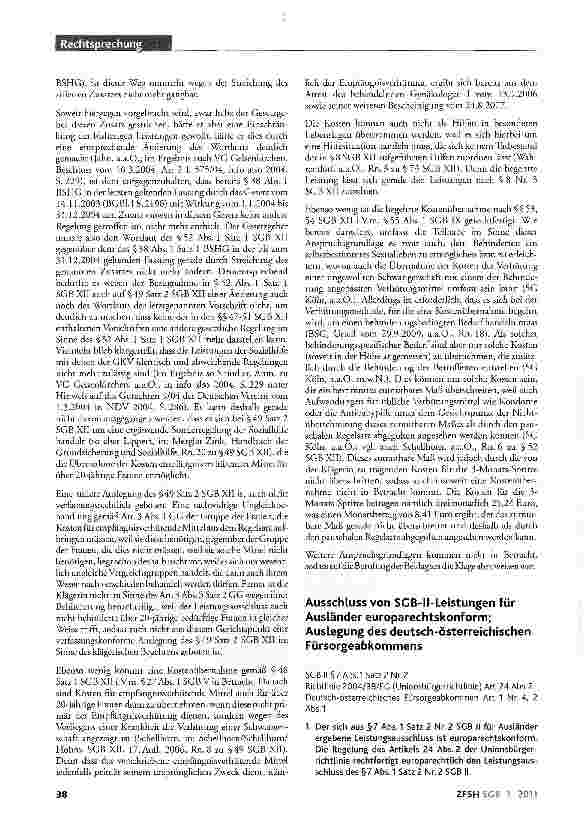 Vorschauseite 3: Empfängnisverhütende Mittel für geistig behinderte Sozialhilfeempfängerin; kein Anspruch auf Kostenübernahme; VerfassungsmäßigkeitSGB XII §§48, 49 Satz 2, 52 Abs.1 Satz 1, 53, 54,…