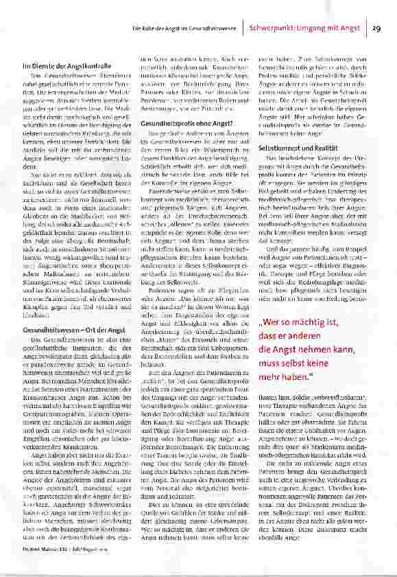 Vorschauseite 2: Die stille Angst der Gesundheitsprofis