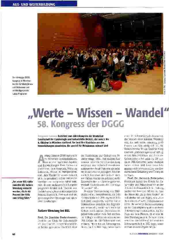 Vorschauseite 1: Werte - Wissen - Wandel58. Kongress der DGGG