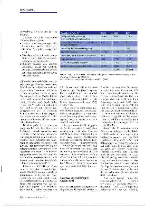 Vorschauseite 2: Ausgabenentwicklung bei Arzneimitteln Langfristige Trends und Prognose 2010/2011