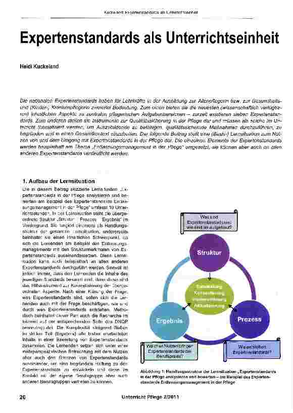 Vorschauseite 1: Expertenstandards als Unterrichtseinheit